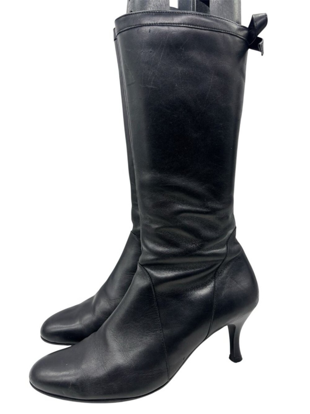 Duo Boots Black Leather Knee High Women’s Sz EU 42 US 11 Bow Zip